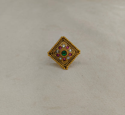 Gold Ruby Green Cocktail Finger Chober Rings