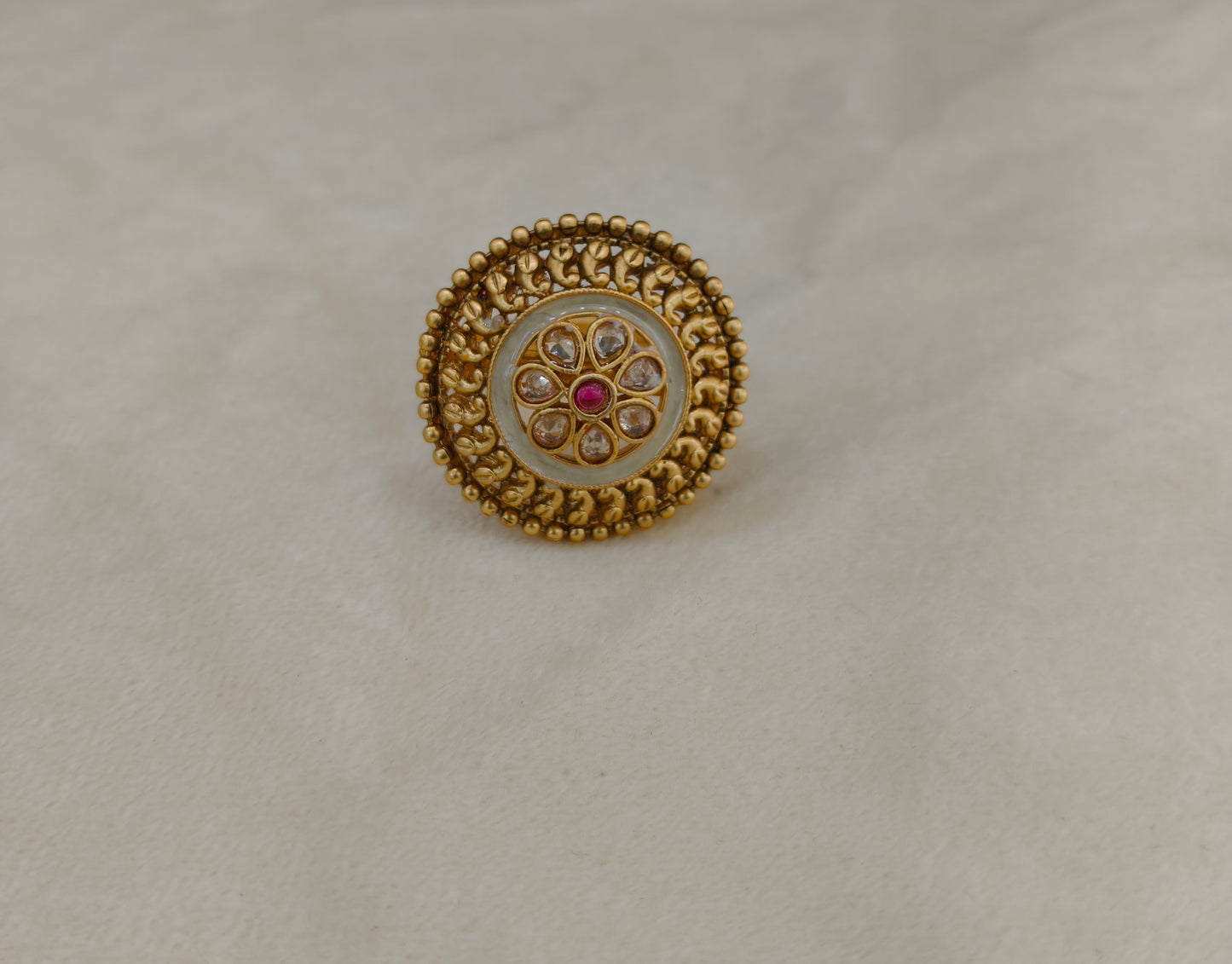 Gold Ruby Cocktail Finger Chober Rings
