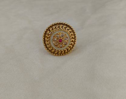 Gold Ruby Cocktail Finger Chober Rings