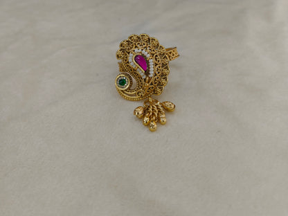 Gold Ruby Green Cocktail Finger Chober Rings