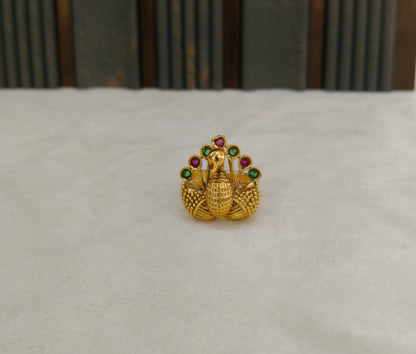 Gold Ruby Green Cocktail Finger Chober Rings