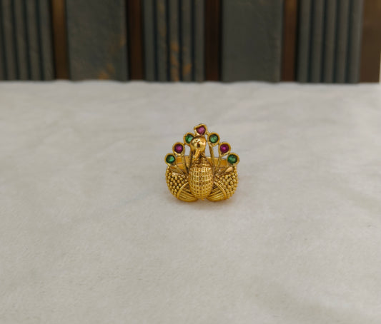 Gold Ruby Green Cocktail Finger Chober Rings