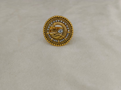 Gold White Cocktail Finger Chober Rings