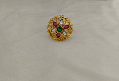 Gold Ruby Green Cocktail Finger Chober Rings
