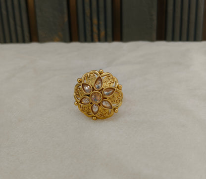 Gold White Cocktail Finger Chober Rings