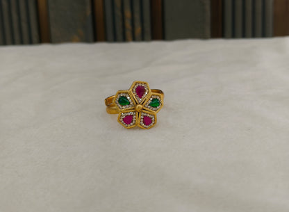 Gold Ruby Green Cocktail Finger Chober Rings