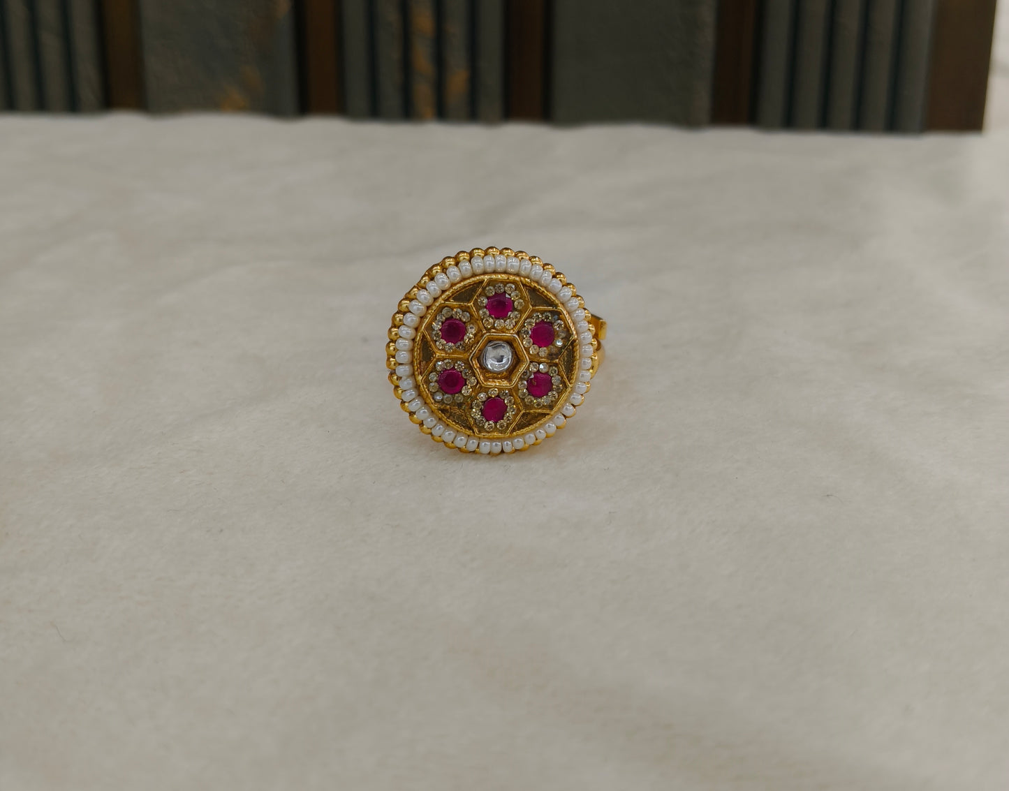 Gold Ruby Cocktail Finger Chober Rings