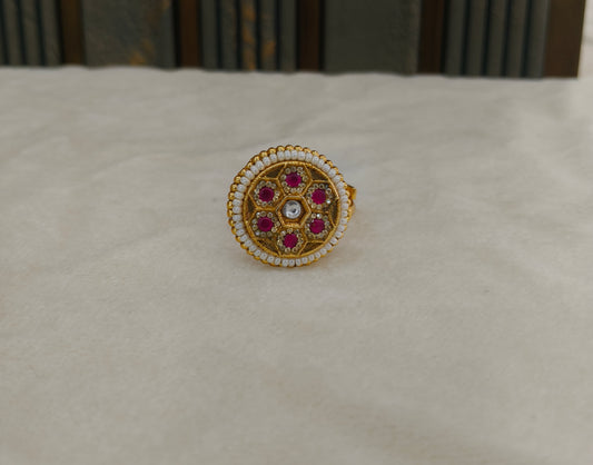 Gold Ruby Cocktail Finger Chober Rings