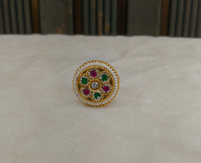 Gold Ruby Green Cocktail Finger Chober Rings