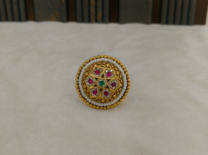 Gold Ruby Green Cocktail Finger Chober Rings