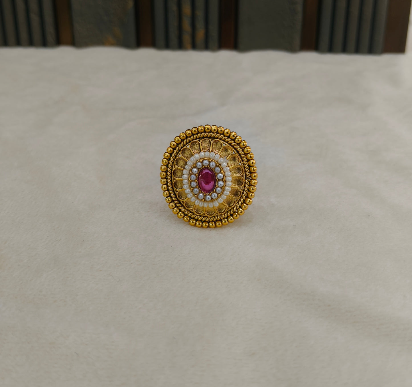 Gold Ruby Cocktail Finger Chober Rings