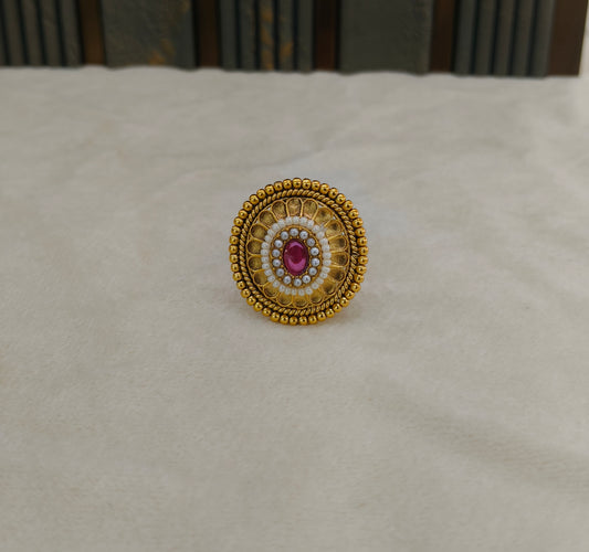 Gold Ruby Cocktail Finger Chober Rings