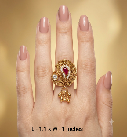 Gold Ruby Cocktail Finger Chober Rings