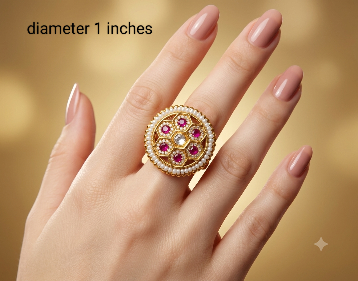 Gold Mint Pink Cocktail Finger Chober Rings