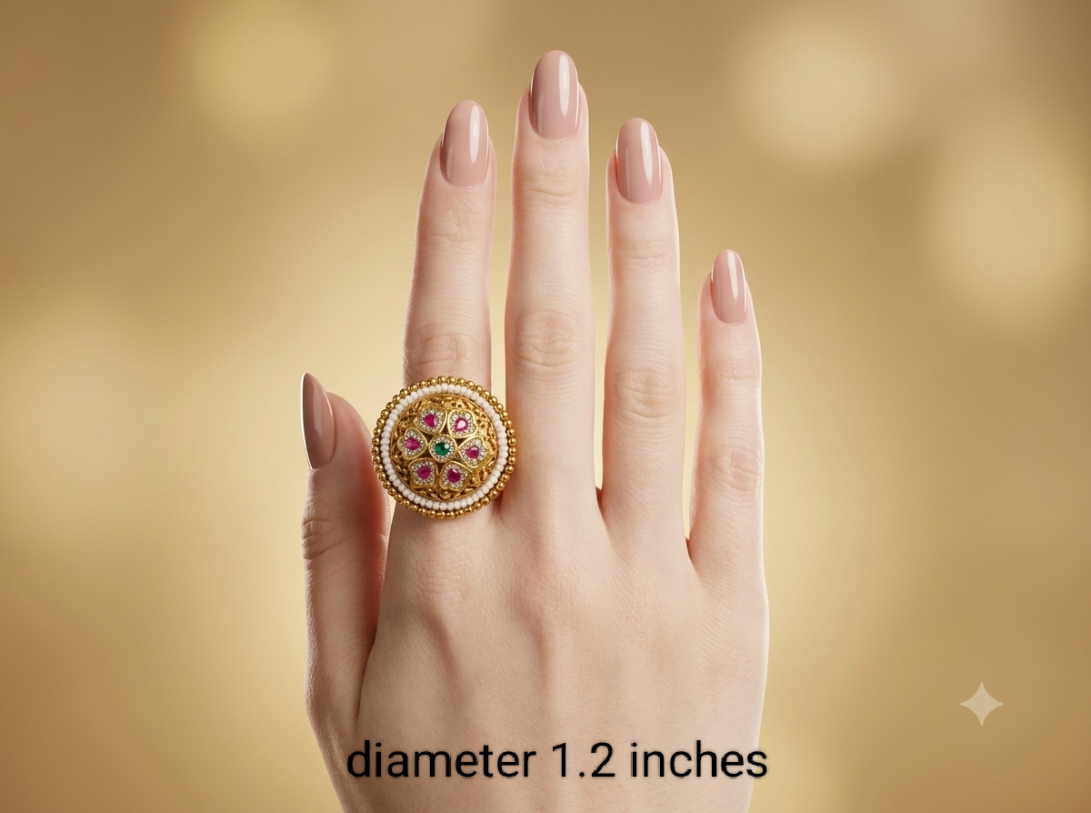 Gold Ruby Green Cocktail Finger Chober Rings