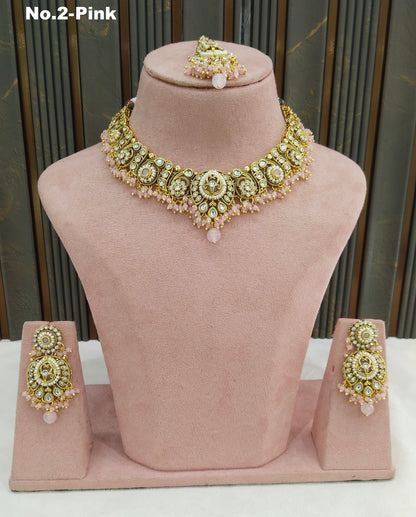 Pink Kundan necklace Set/ Indian jewellery kundan Gitu sets