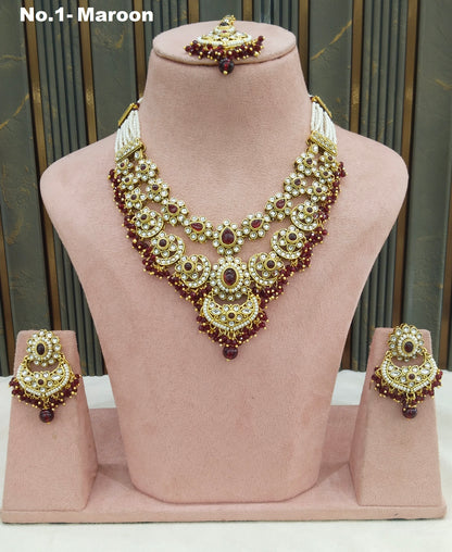 Maroon Kundan Necklace Jewellery Shreya Sets