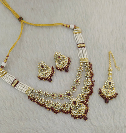Maroon Kundan Necklace Jewellery Shreya Sets