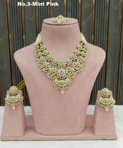 Mint Pink Kundan Necklace Jewellery Shreya Sets