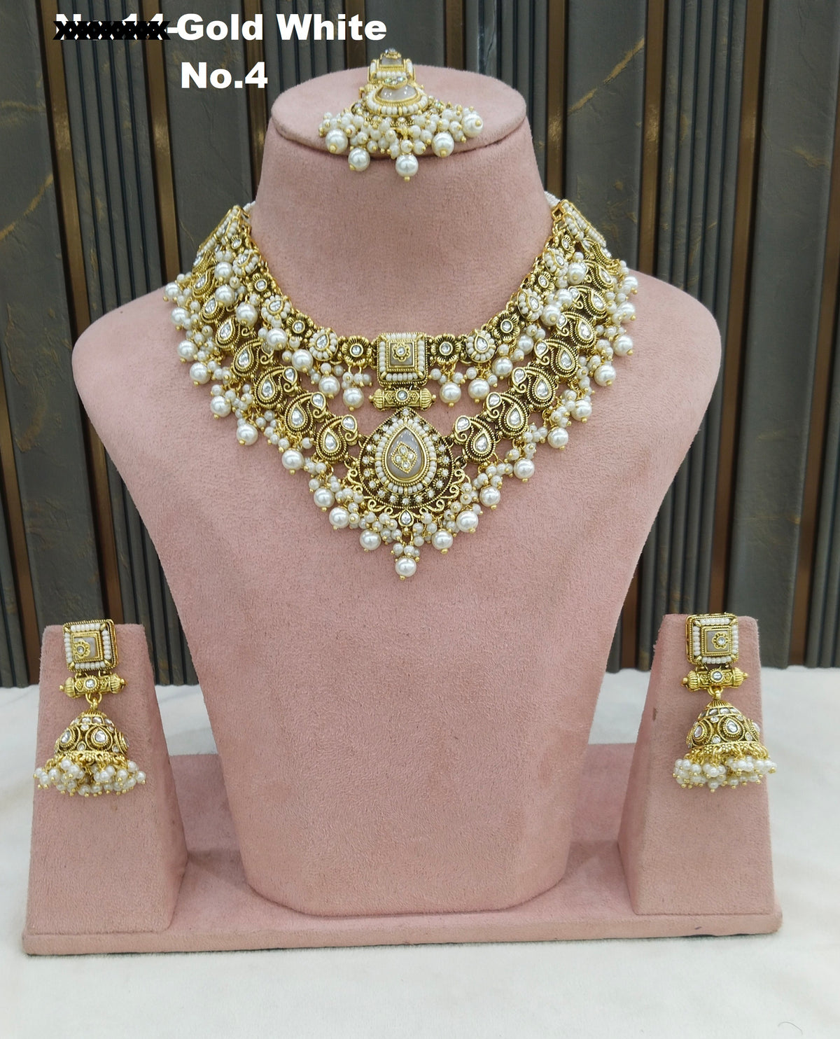 Gold White Kundan Necklace Jewellery Alone Sets