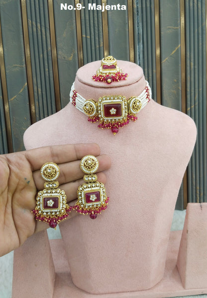 Majenta Kundan Choker Jewellery Rimi Set
