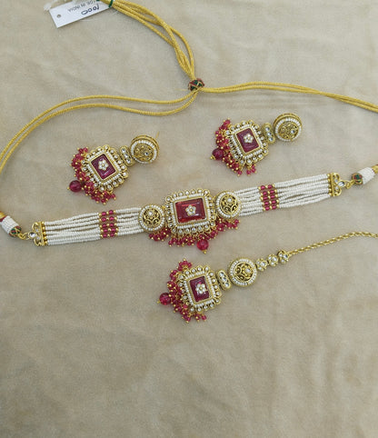 Majenta Kundan Choker Jewellery Rimi Set