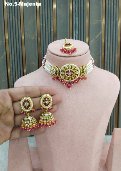 Majenta Kundan Choker Jewellery Reema Set