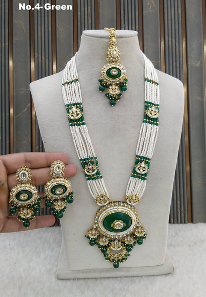 Green Kundan Rani Haar Indian Jewelry Kavita Set