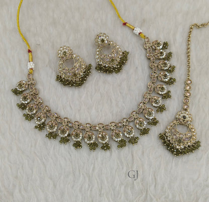 Antique Gold Mehndi Necklace shuba sets