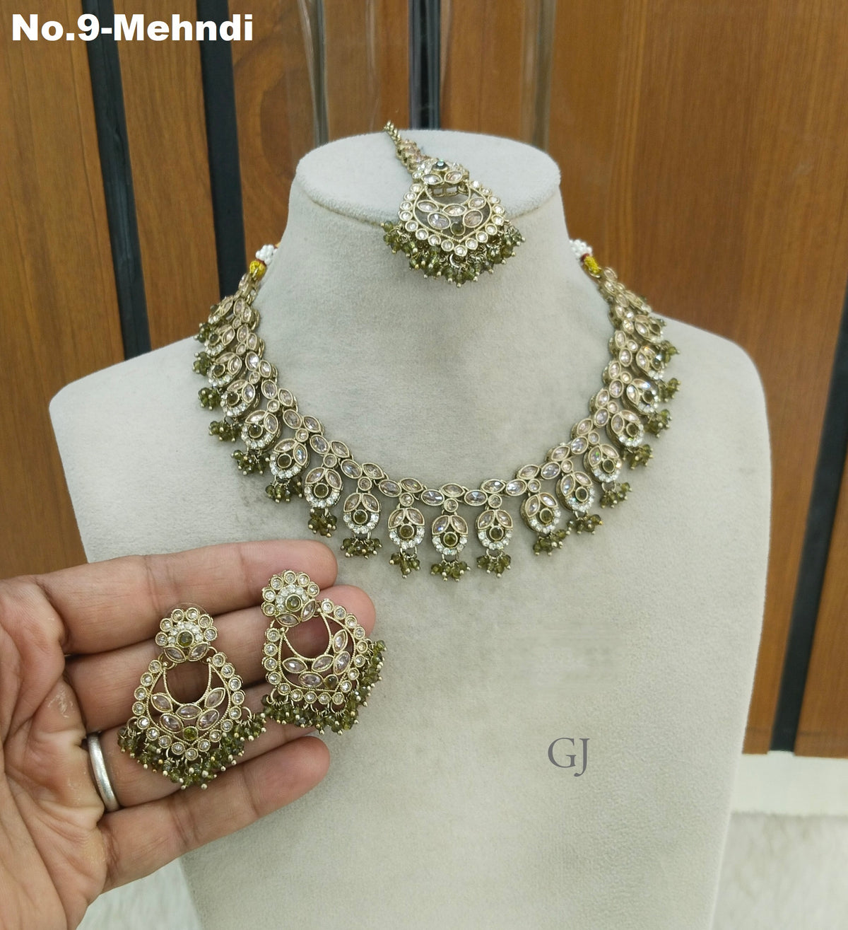 Antique Gold Mehndi Necklace shuba sets