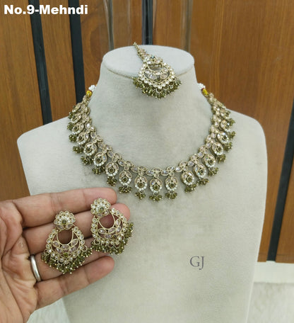 Antique Gold Mehndi Necklace shuba sets