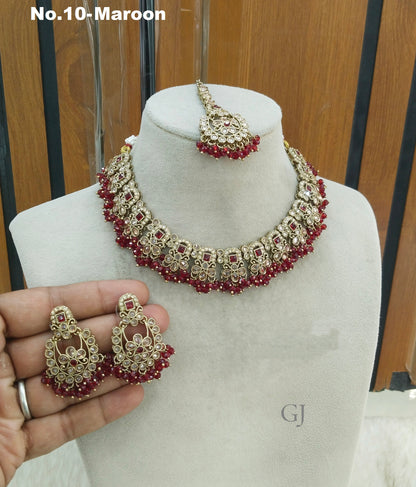 Antique Maroon layered Necklace Shuba sets