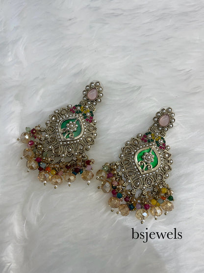 Multicolor Antique Gold Bollywood Sarpunch Earrings