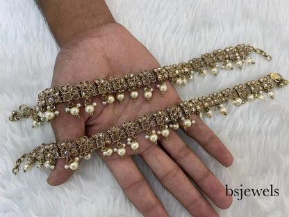 Antique Gold Anklets Jhanjar Payal Jewellery