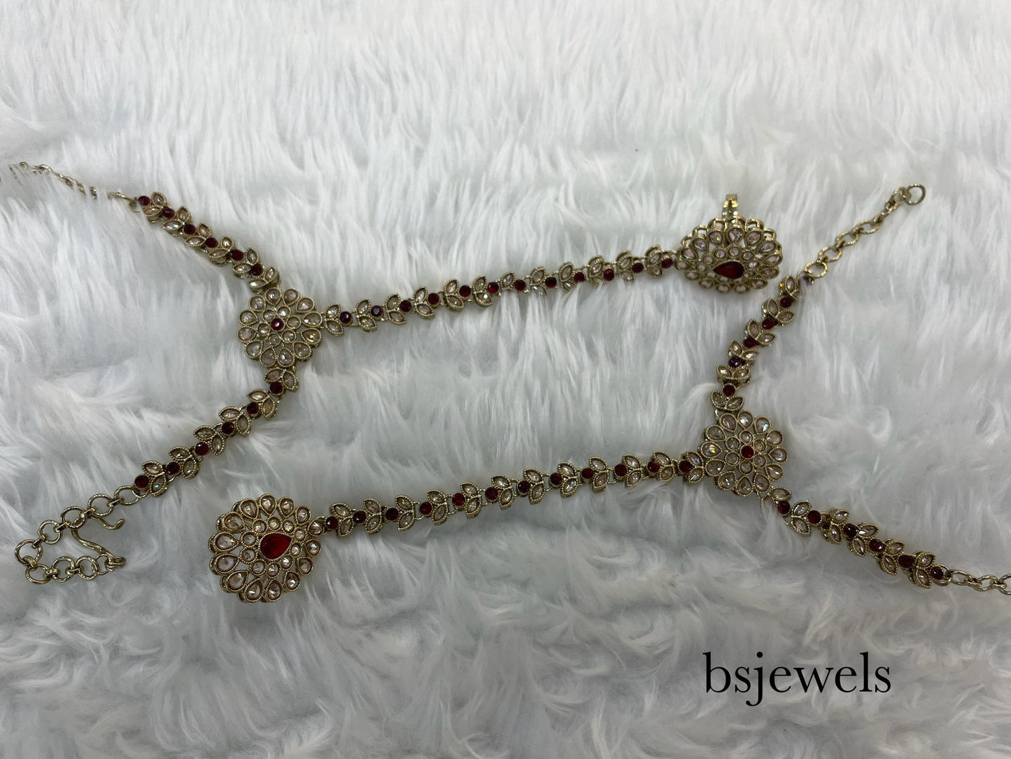 Hand Bracelets Maroon Bridal Pair Finger Ring Panja Jewellery
