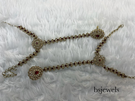 Hand Bracelets Maroon Bridal Pair Finger Ring Panja Jewellery