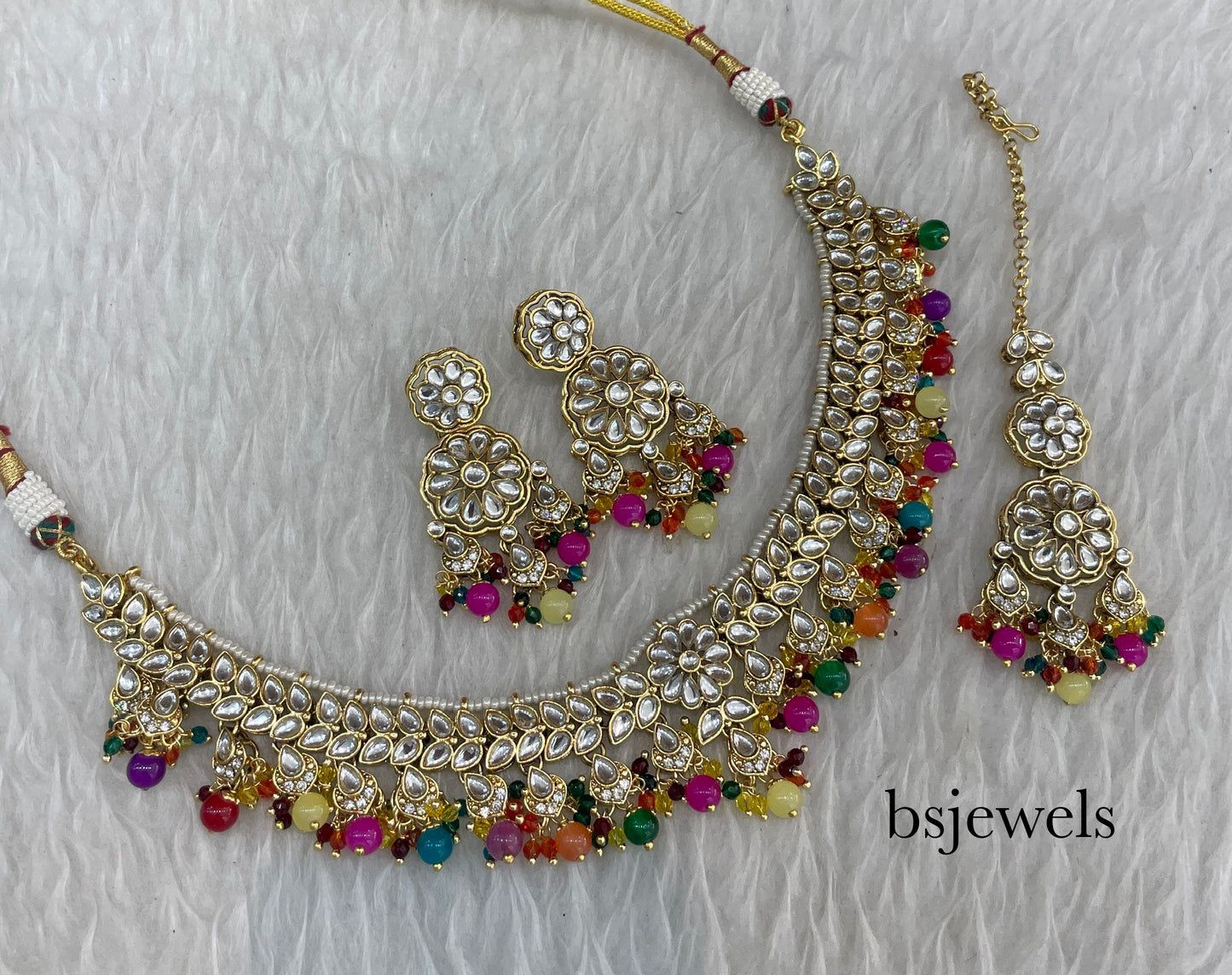 Multi colour Kundan Necklace Deepi sets