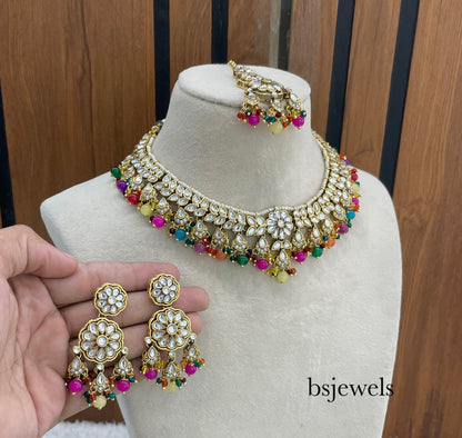 Multi colour Kundan Necklace Deepi sets