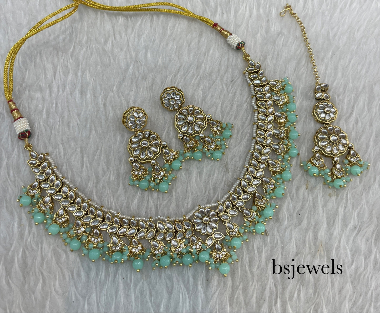 Mint Kundan Necklace Deepi sets