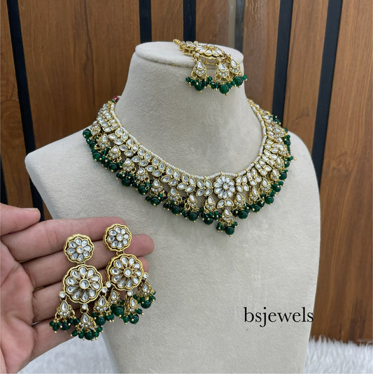Green Kundan Necklace Deepi sets