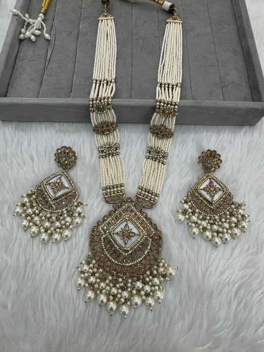 Rani Haar Antique Gold Champagne Stone Jewelry Set