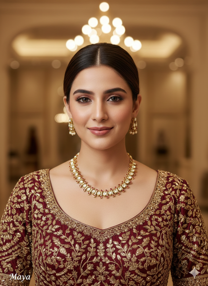 Ruby Gold Moissanite Kundan Necklace Jewellery Massy Set