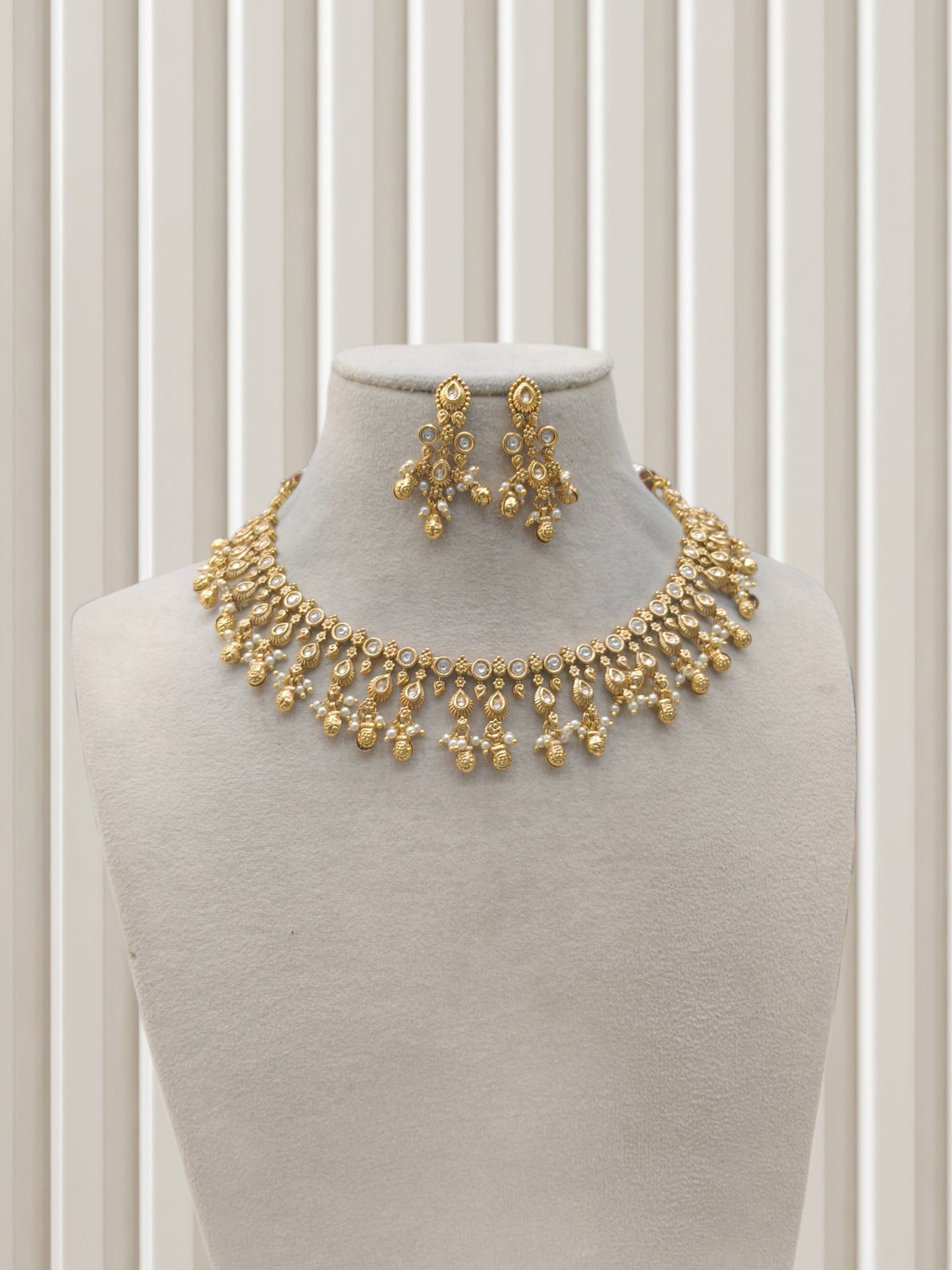 Gold Polki Necklace Jewellery Mintin Sets